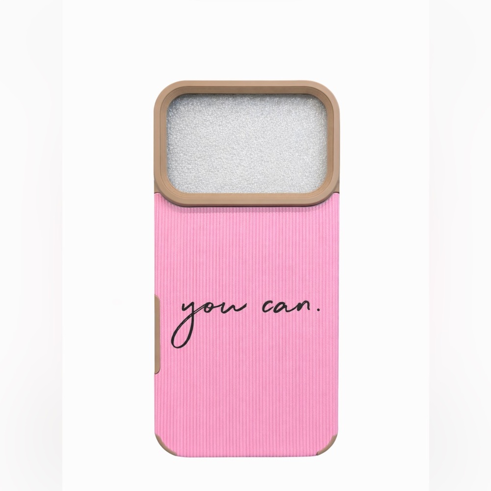 iPhone Phone Case PU Leather Vertical Grain Pink You Can Print Tan Trim